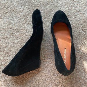 Black Suede Via Spiga Wedge Pumps